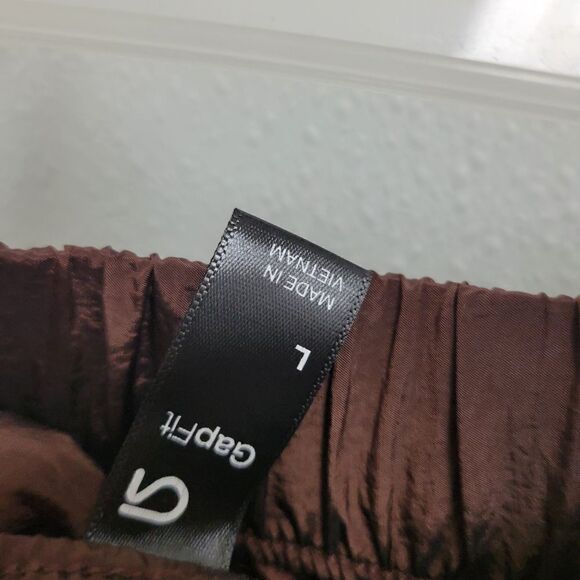 GapFit Lustre Windbreaker Jogger Pants High Rise LARGE NWT Brown Noir Quick Dry - Picture 5 of 6